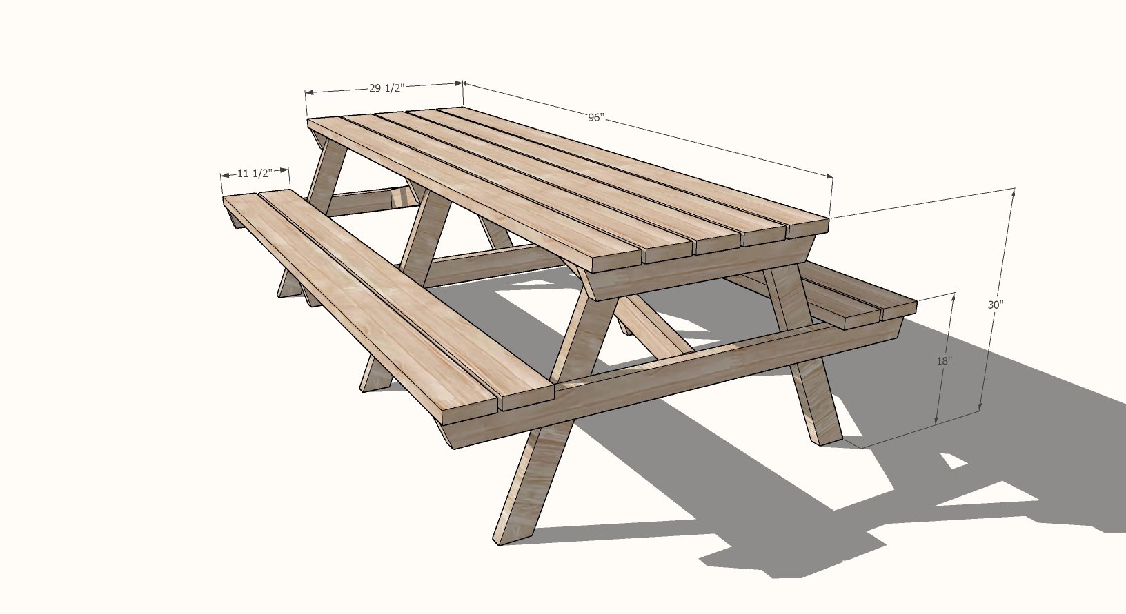8 Foot Picnic Table | Ana White